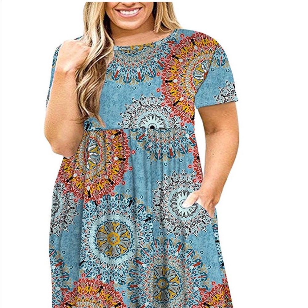 NWT Multicolored Knit Maxi Dress w/Pockets XL